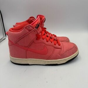 Nike 6.0 Dunk High Pink Red Canvas Sneakers Womens 9 High Top Shoes Skater